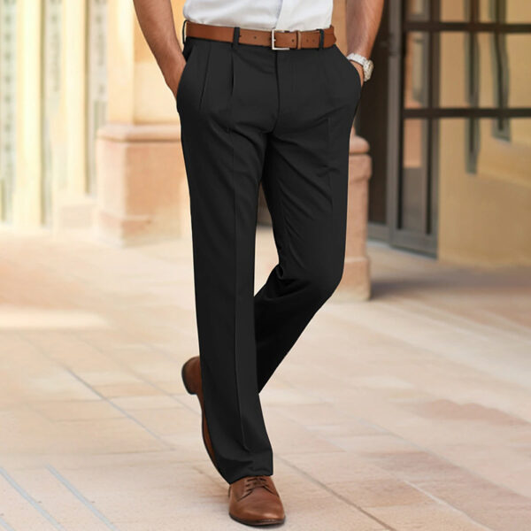 Men's Casual Suit Pants Fashion Trousers Mid Waist Straight Long Pants For Office Business Formal - Image 6