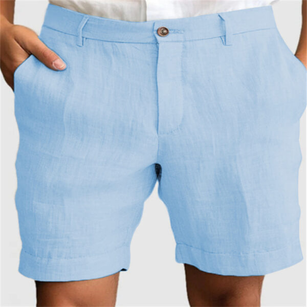 Men's Linen Summer Breathable Solid Color Outdoor Shorts - Image 4