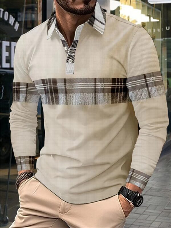 European And American Men's Casual Long Sleeve Color Matching - Image 8