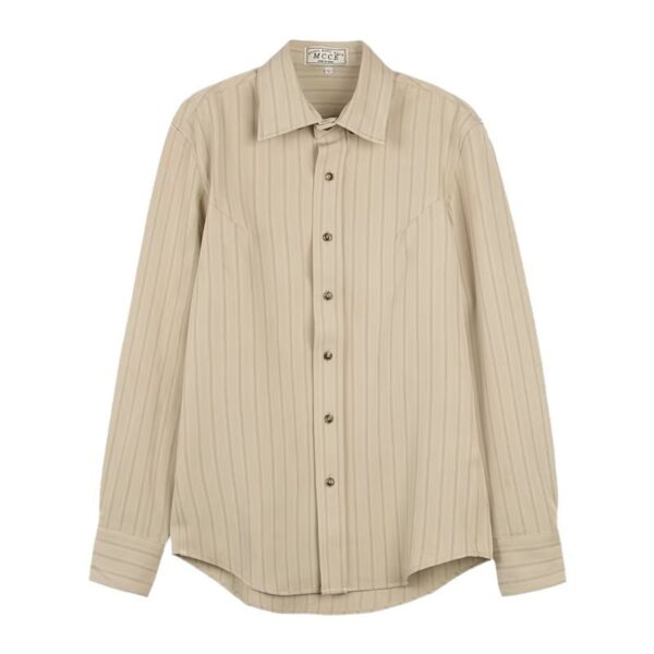 Spring And Autumn Vintage Striped Shirt Men - Image 7