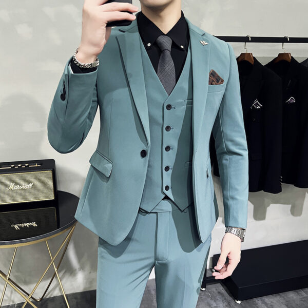 Men's Three-piece Suit Korean Style One Button - Image 2