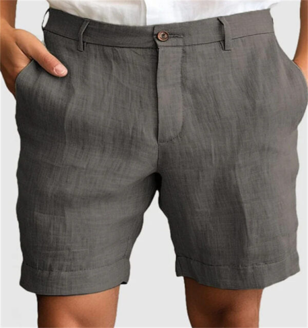 Men's Linen Summer Breathable Solid Color Outdoor Shorts - Image 6