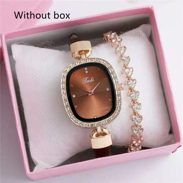 Women's Watch Bracelet Suit Two-piece Women's Quartz Watch Diamond Rhinestone Thin Belt Fashion Watch - Image 5