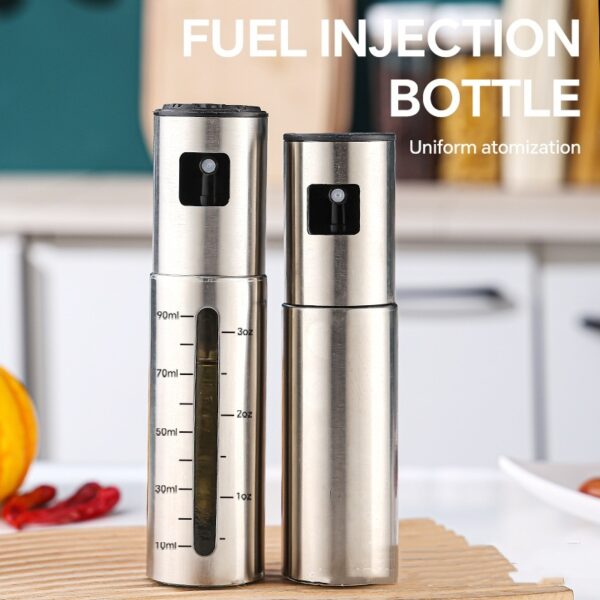 Fuel Spray Can Household Kitchen Supplies Artifact Stainless Steel Oil Injection Bottle Spice Bottle Spray Press Type Barbecue Oil Bottle Kitchen Gadgets - Image 3