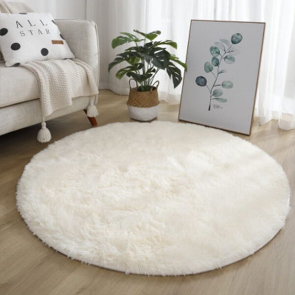 Tie Dye Silk Carpet Long Hair Round Bedroom Thickened Floor Mat - Image 2