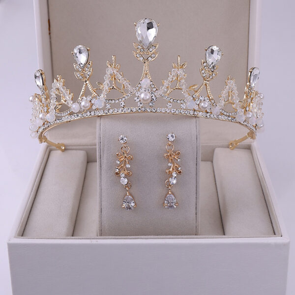 Korean Style Bridal Crown Earring Set - Image 9