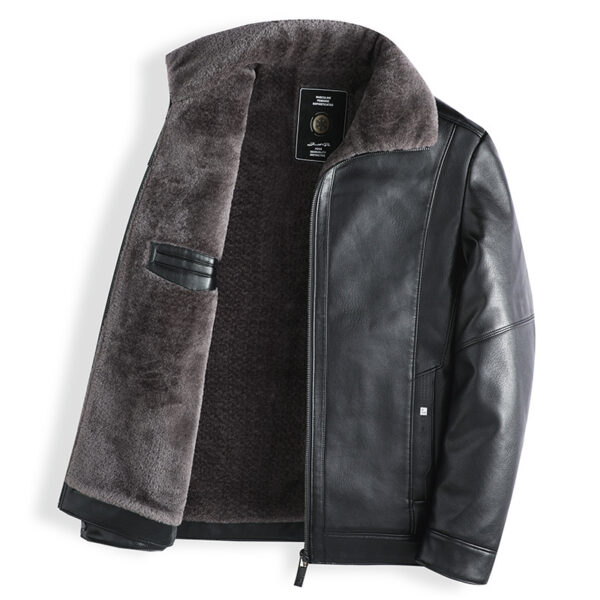 Plush Thick Leather Men's Free Care Jacket - Image 5