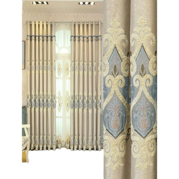 Crown European Embroidery Cloth Mesh Curtains Living Room Bedroom Simple - Image 7