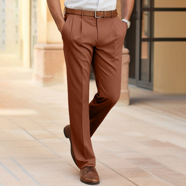 Men's Casual Suit Pants Fashion Trousers Mid Waist Straight Long Pants For Office Business Formal - Image 5