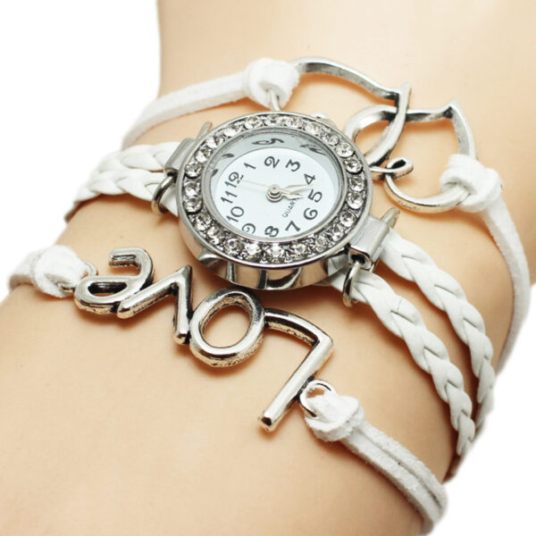 Alloy Love Double Heart-shaped Love Woven Multi-layer Watch - Image 2