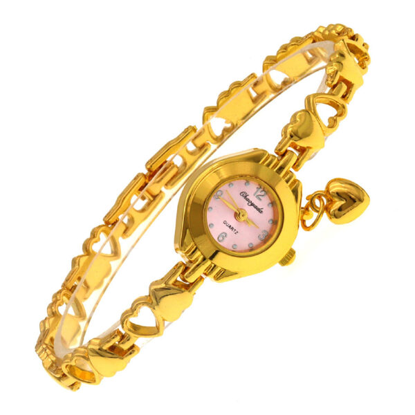 Hollow Heart Solid Bracelet Quartz Watch - Image 3