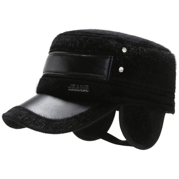 Fleece-lined Earflaps Mink-like Flat-top Cap Leisure Cold-proof Thermal Cotton Hat - Image 2