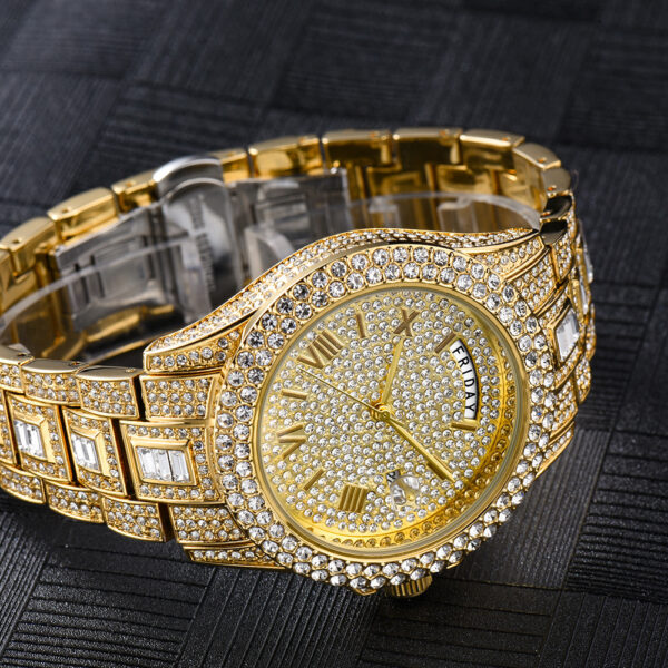 Outside The Watch Fashionable High-end Double Calendar Business Full Diamond Quartz - Image 4