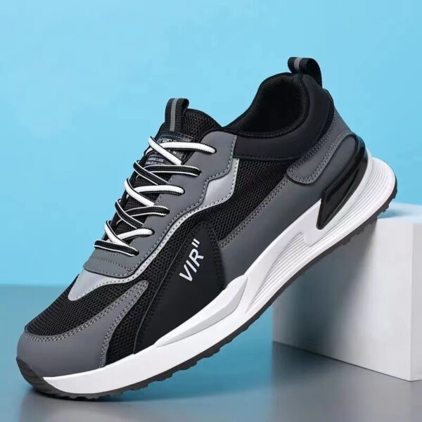 Men's Color Block Mesh Shoes Fashion Casual Lace-up Sneakers Outdoor Breathable Running Sports Shoes - Image 2