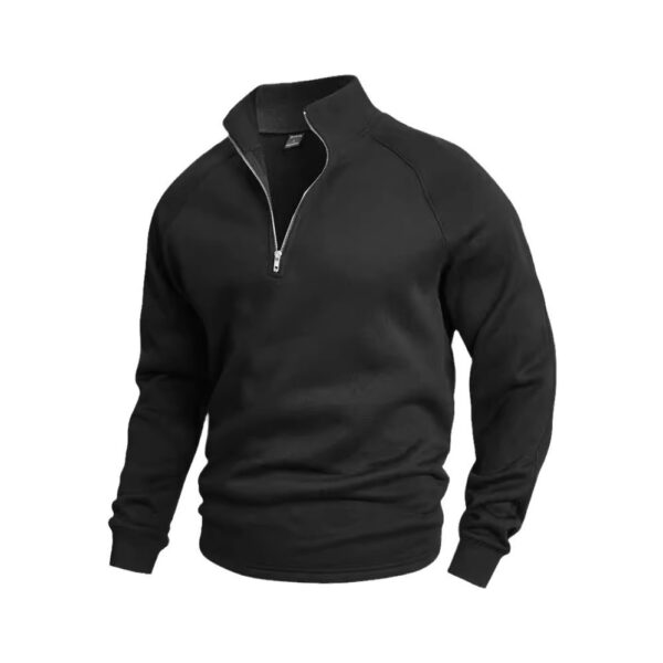 Men's Zipped Stand Collar Fleece Sweater Autumn And Winter - Image 8