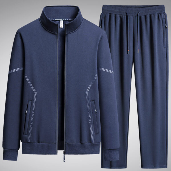 Two-piece Set Fleece-lined Thickened New Stand Collar Men's Leisure Sports Suit - Image 4