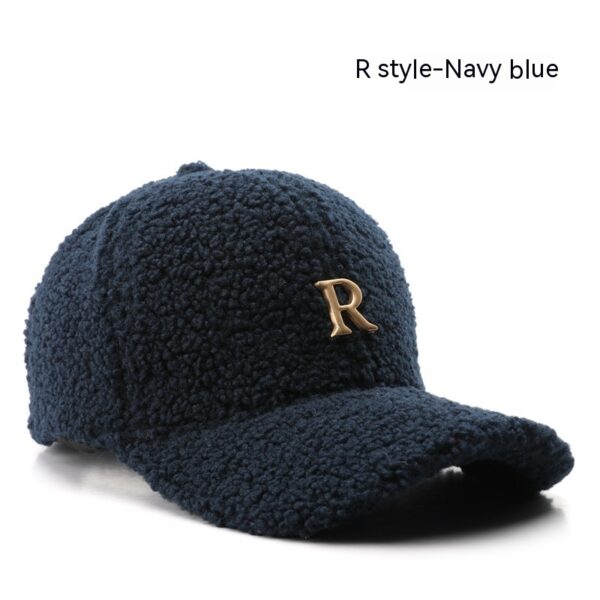 Autumn And Winter Letter R Solid Color Lamb Wool Baseball Cap Outdoor Sun Protection - Image 5