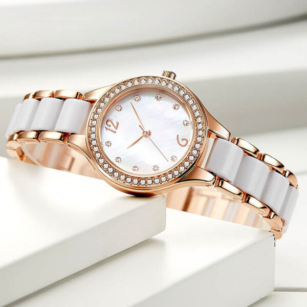 Women's Fashion Simple Waterproof Ceramic Watch With Diamonds - Image 4