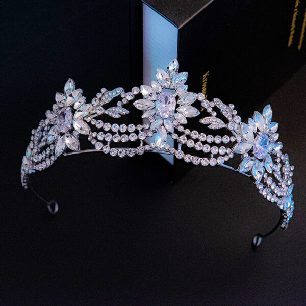 New European And American 3A Zirconia Bridal Wedding Crown - Image 3