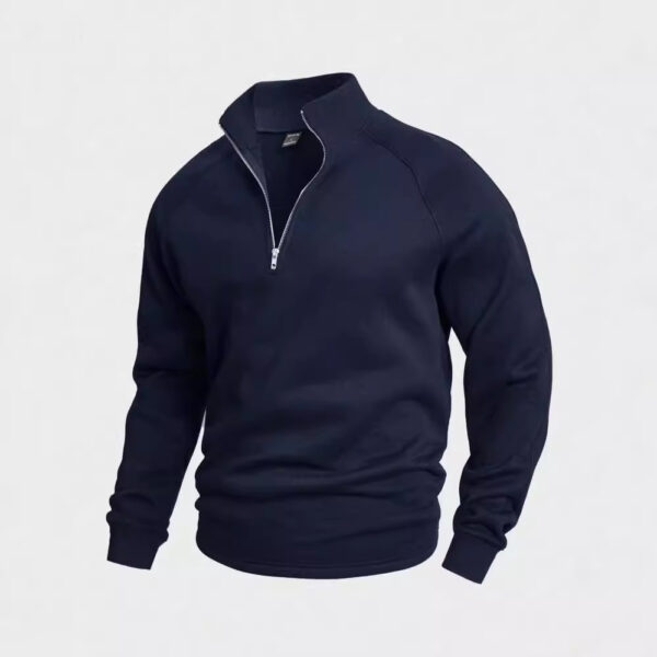 Men's Zipped Stand Collar Fleece Sweater Autumn And Winter - Image 7