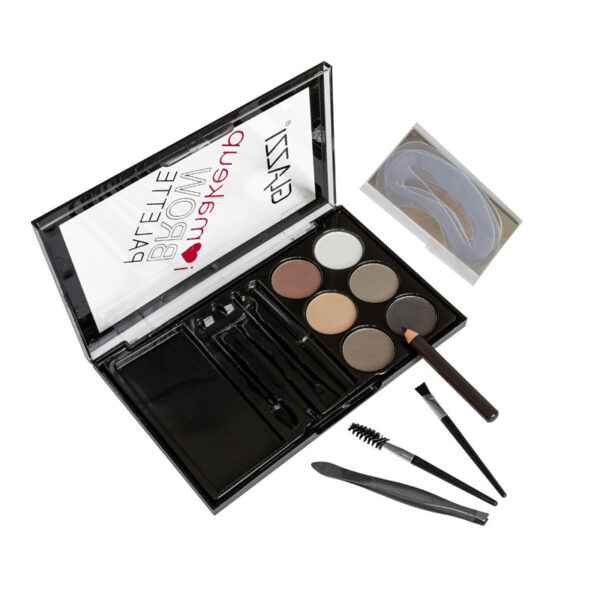 Natural Brown Eyebrow Powder Palette Eye Contour Enhancers Eye Brows Shadow Stamp Shaping Waterproof Makeup Kit With Brush - Image 4