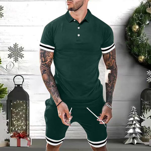 Mens Short Sets 2 Piece Outfits Polo Shirt Fashion Summer Tracksuits Casual Set Short Sleeve And Shorts Set For Men - Image 6