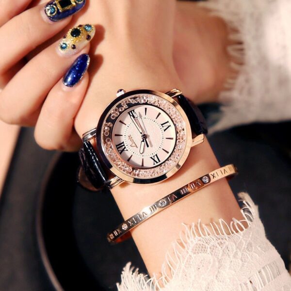 Mobile rhinestone women's watch Korean fashion trend student retro belt watch quartz watch - Image 3