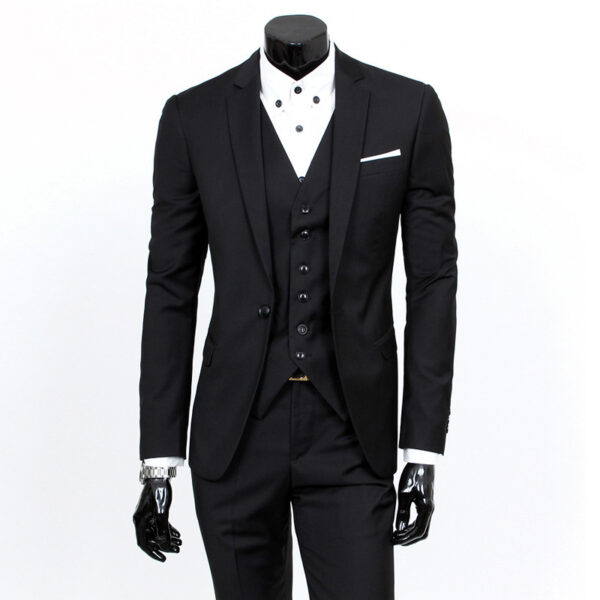 Suit Set Three-piece Set Slim-fit Korean Formal Wear - Image 2