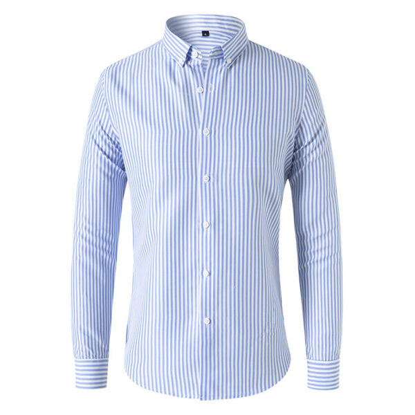 Men's Long-sleeved Slim Casual Striped Shirt - Image 4