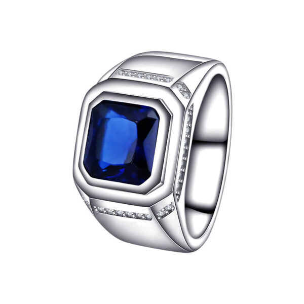 S925 Sterling Silver Fashionable All-match High-grade Blue Gemstone Women's Ring - Image 5