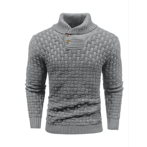 Men's Slim Turtleneck Sweater With Button Design Fashion Casual Solid Color Pullover Top Clothing - Image 8