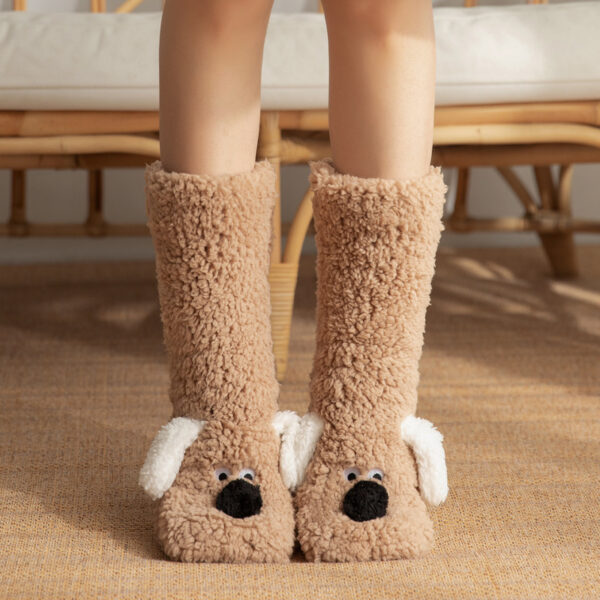 Cute Cartoon Dog Floor Socks Winter Warm Non-slip Plush Socks For Women - Image 8