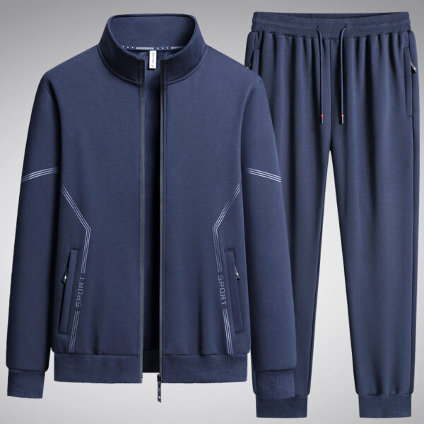 Two-piece Set Fleece-lined Thickened New Stand Collar Men's Leisure Sports Suit - Image 9