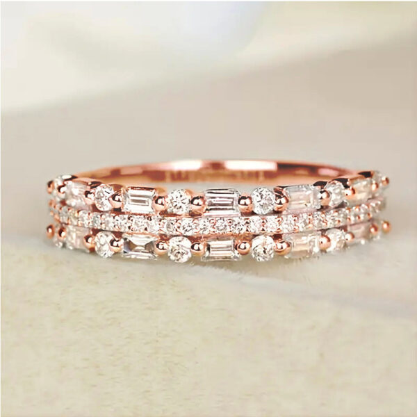 Multilayer Ring Three-layer Fine Circle Line Setting For Women Full Finger Rings Jewelry Gifts - Image 7