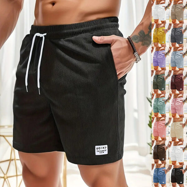 Lace-up Drawstring Shorts Summer Corduroy Sports Short Pants Mens Clothing