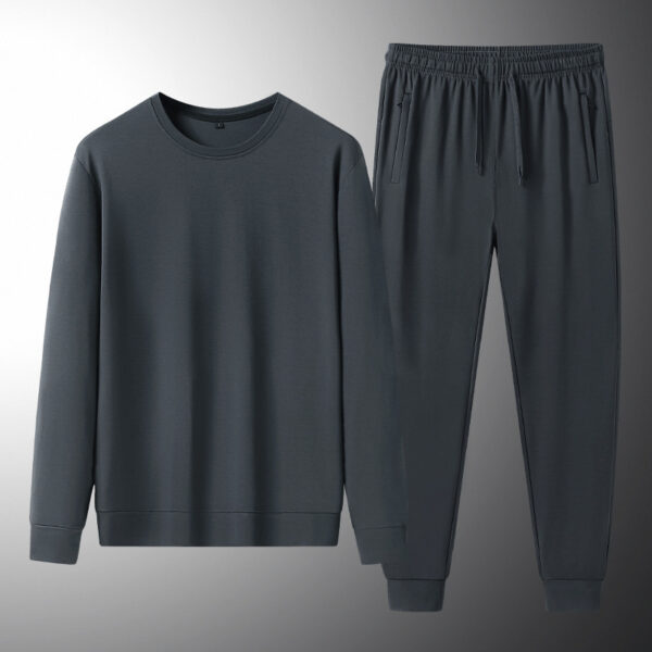 Tencel Roman Sports Leisure Men's Spring And Autumn Sweatshirt And Sweatpants Two-piece Suit - Image 2