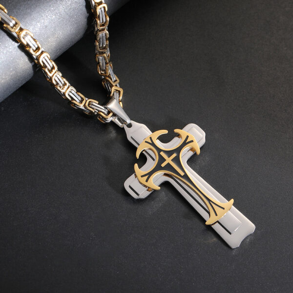 Fashion Jewelry Christian Trinity Latin Cross Necklace For Men Stainless Steel Three Layers Cross Pendants Necklaces Jewelry Gift - Image 8