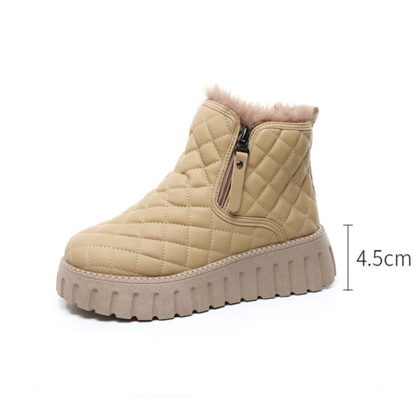 Women's Plaid Pattern Platform Ankle Boots Casual Side Zipper Plush Lined Snow Boots Winter Comfortable Short Boots - Image 7