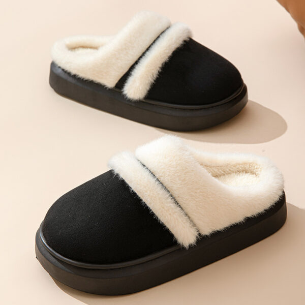 Fashion Warm Cotton Slippers For Women Leisure Thick Bottom Non-slip Plus-velvet House Shoes Winter Bedroom Floor Suede Slipper - Image 10