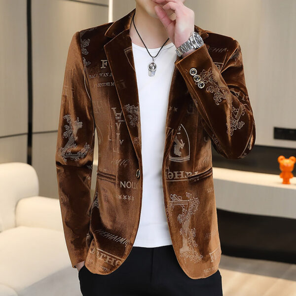 Gold Velvet Bronzing Suit Men's Coat