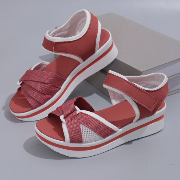 Summer Mesh Cross-strap Sandals With Velcro-design Thick Sole Flats Beach Shoes Women - Image 8