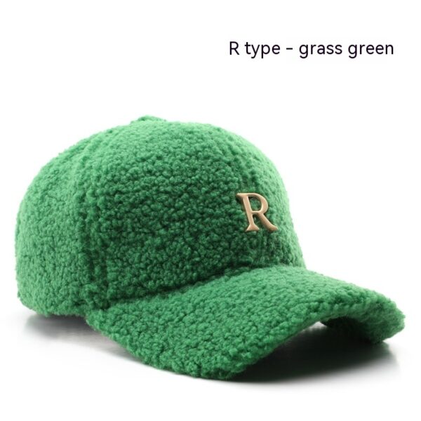 Autumn And Winter Letter R Solid Color Lamb Wool Baseball Cap Outdoor Sun Protection - Image 6