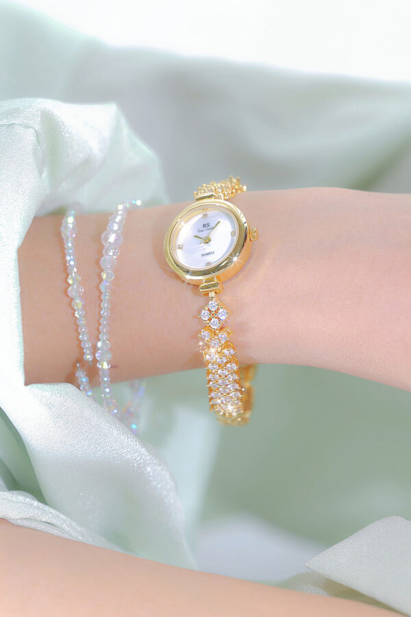 Mermaid Light Luxury Diamond Small Gold And Silver Chain Watch - Image 9