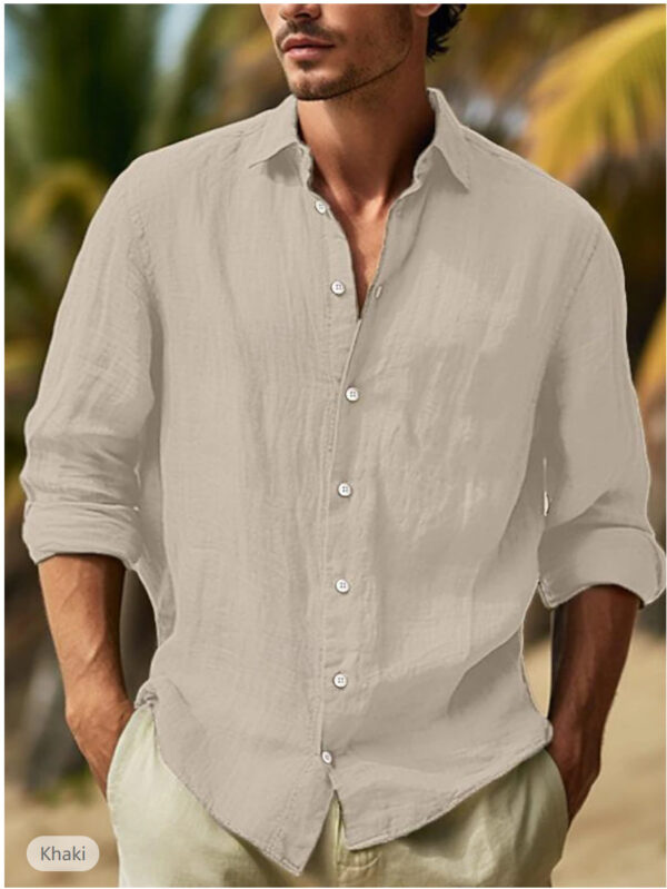 Men's Casual Solid Color Plus Size Shirt - Image 7