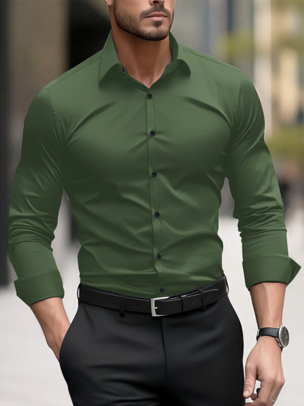 Men's Pigment Business Casual Long Sleeve Shirt - Image 8