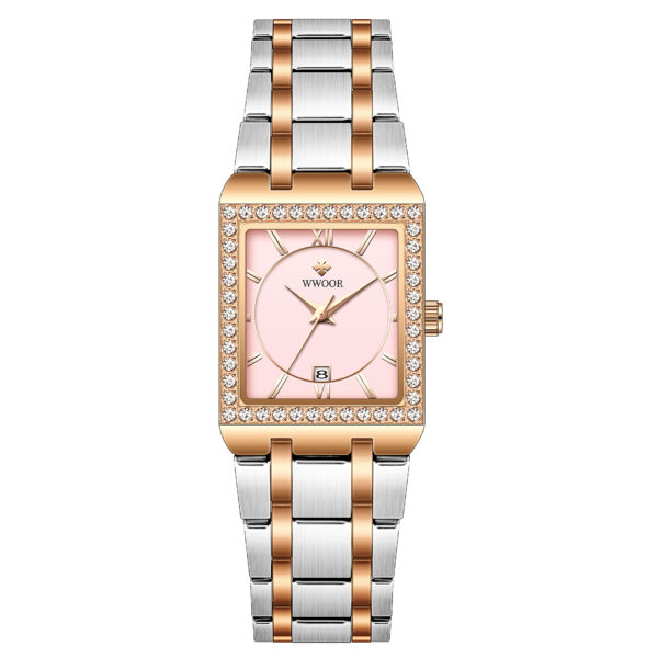 Grip Love Belt Diamond Waterproof Square Steel Band Quartz Women's Watch - Image 5