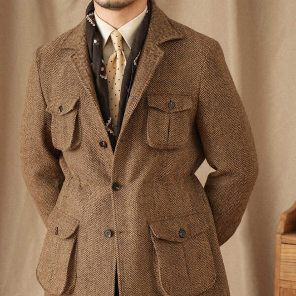 Collar Safari Jacket Jacket Commuter Business Keep Warm And Handsome Jacket Men - Image 4