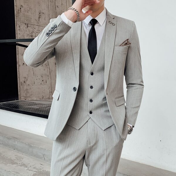 Striped Suit Men's Korean Style Small Suit Professional Business Suit - Image 3