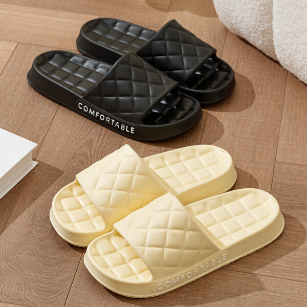 Men's Home Slippers With Plaid Design Soft-soled Silent Indoor Floor Bathing Slippers Women House Shoes Summer - Image 5