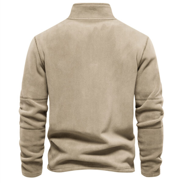 Fashion Personality Stand-collar Zippered Sweatshirt With Fleece Winter Casual Pullover Top Men's Clothing - Image 8